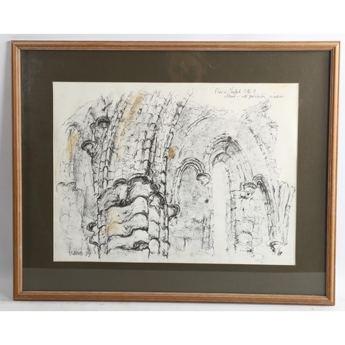 2262 - Herbert Whone, coloured pastels, old stone wall, 33cm x 42cm, and an ink sketch by the same artist, ... 