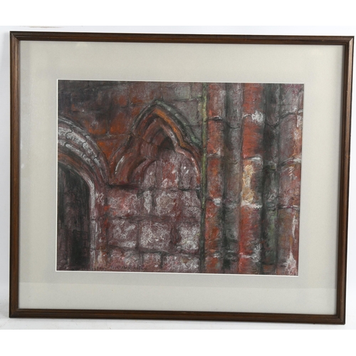 2262 - Herbert Whone, coloured pastels, old stone wall, 33cm x 42cm, and an ink sketch by the same artist, ... 