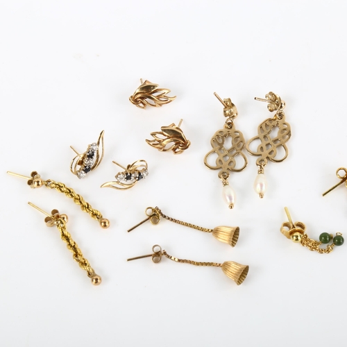 367 - Various 9ct gold earrings, 7.4g total