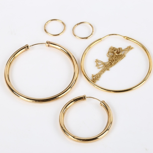 369 - Various 9ct gold jewellery, including pair of hoop earrings, 4.9g total