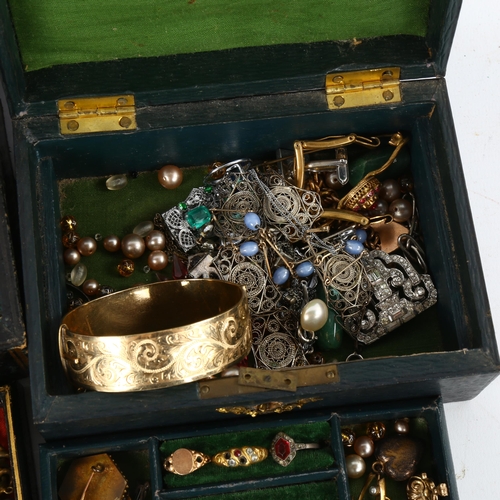 371 - Various jewellery, including 9ct gold fob, mother-of-pearl watch, coral necklace etc