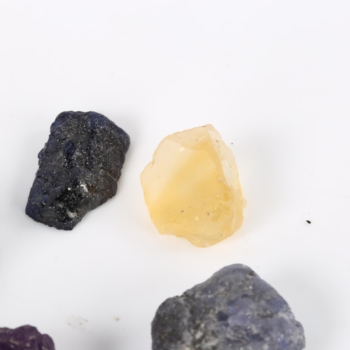 375 - A group of 5 unmounted rough gemstones, comprising 16.3ct blue sapphire, 55.6ct amethyst, 90.4ct kya... 