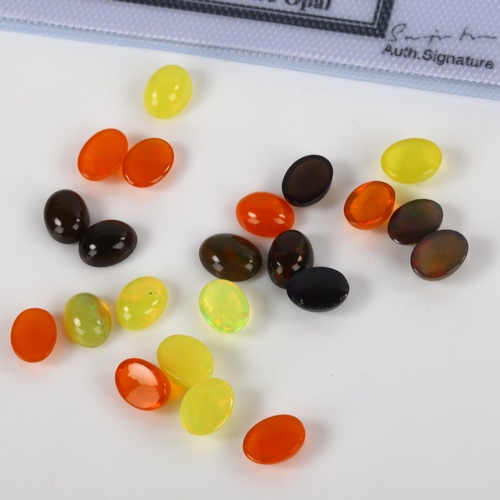 387 - A group of unmounted multi-colour fire opal, 19.15ct total, with GLI report card