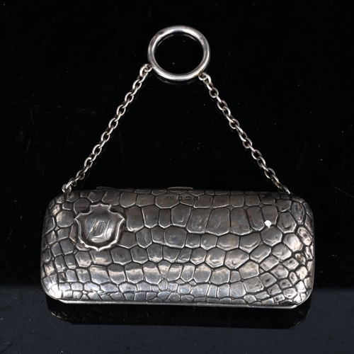 408 - A Victorian silver 'Crocodile Skin' effect Purse, by G.E. Walton & Co, hallmarks Birmingham 1909, 11... 