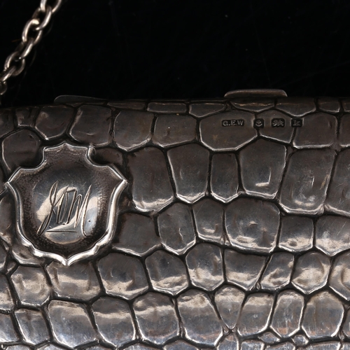 408 - A Victorian silver 'Crocodile Skin' effect Purse, by G.E. Walton & Co, hallmarks Birmingham 1909, 11... 