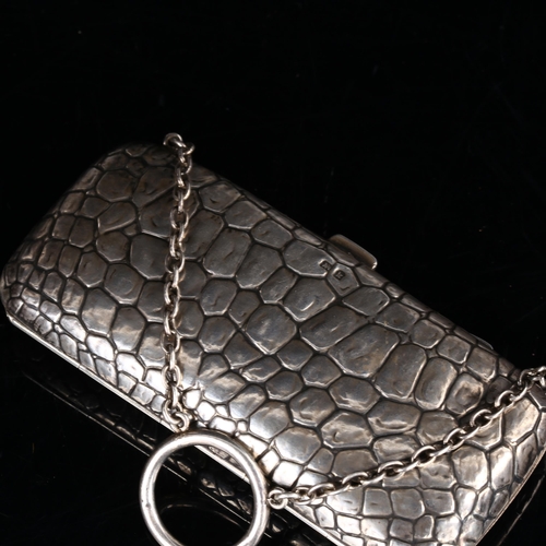 408 - A Victorian silver 'Crocodile Skin' effect Purse, by G.E. Walton & Co, hallmarks Birmingham 1909, 11... 