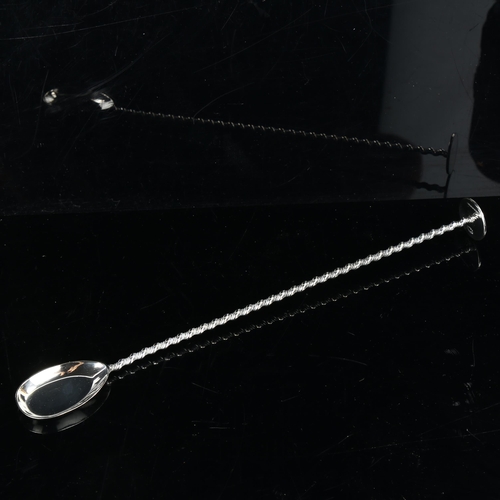 416 - ASPREY - a silver plated cocktail mixing spoon, with twisted stem, length 27cm