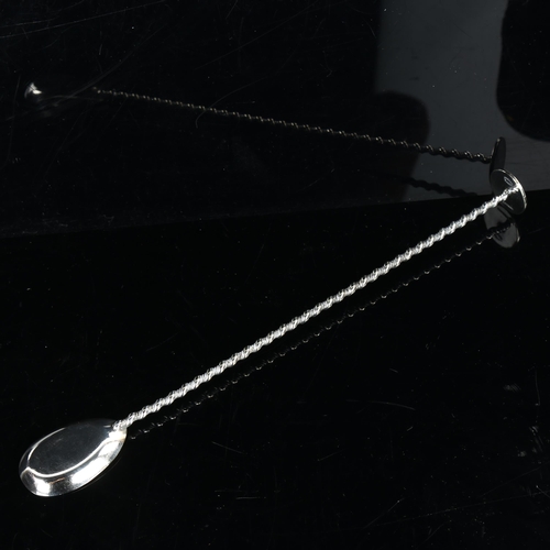 416 - ASPREY - a silver plated cocktail mixing spoon, with twisted stem, length 27cm