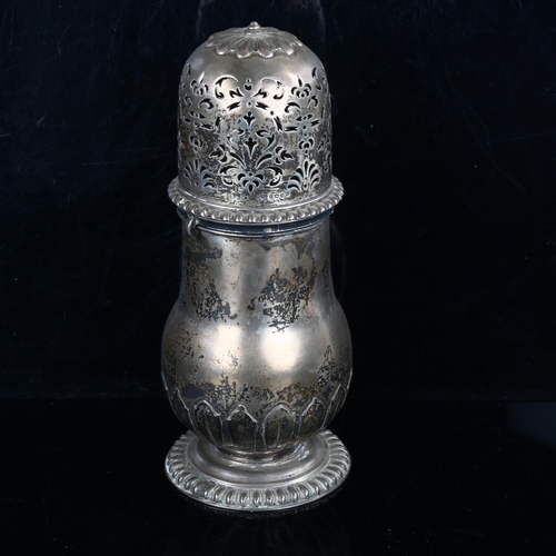 424 - A large Victorian silver baluster sugar caster, by John Aldwinckle and Thomas Slater, retailed by Go... 