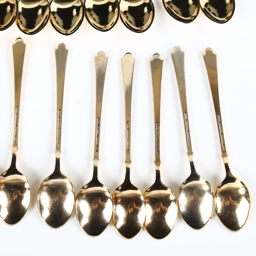 427 - EGON LAURIDSEN - a set of 19 Danish vermeil sterling silver and harlequin enamel coffee spoons, leng... 