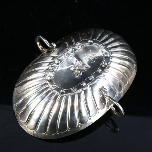 465 - A rare Charles I Oval silver wine taster, indistinct maker's mark, hallmarks London 1641, length 15c... 