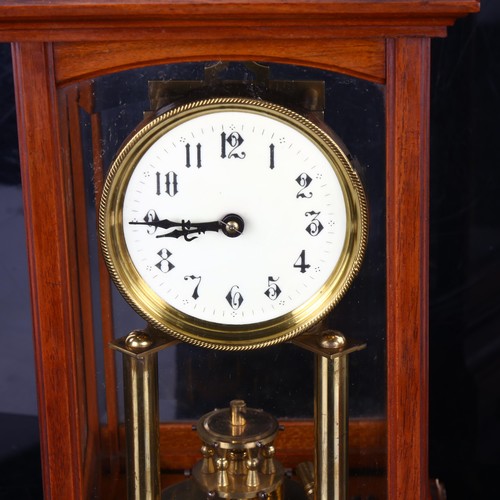 65 - A mahogany-cased brass 400-day clock, by Gustav Becker, serial no. 1801454, case height 31cm, not cu... 