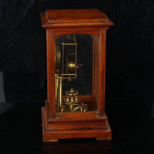 65 - A mahogany-cased brass 400-day clock, by Gustav Becker, serial no. 1801454, case height 31cm, not cu... 