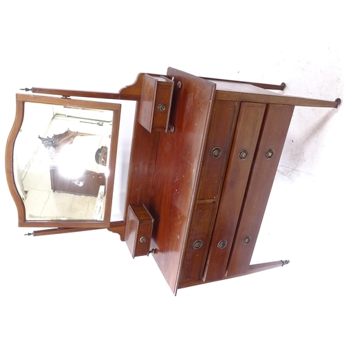 2114 - An Edwardian mahogany dressing chest, with 2 short and 2 long drawers on square tapered legs, W107cm... 