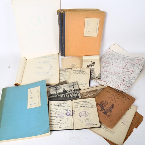 111 - Original book manuscripts, maps and various ephemera