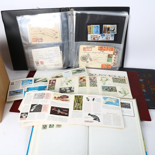 118 - Various postage stamp albums and photographs, including Boer War Balloon Corps stereo slides
