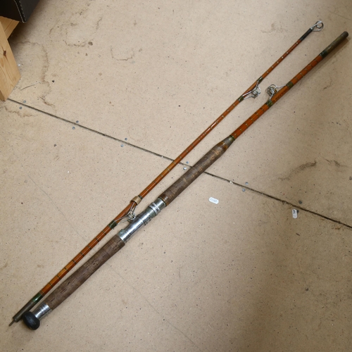 122 - A Vintage 2-section split-cane fishing rod, inscribed 