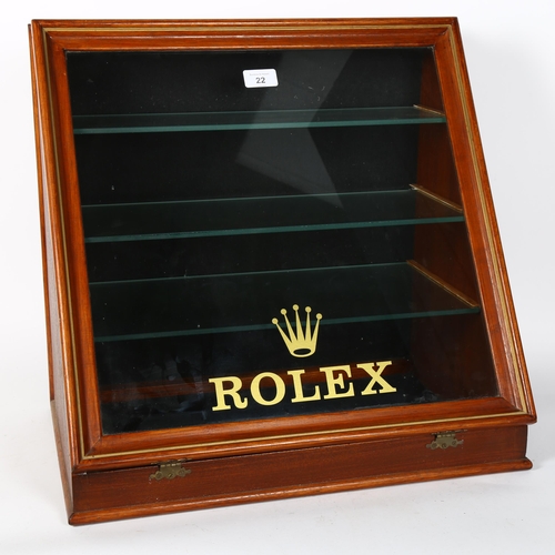 22 - A shop counter table-top display cabinet, marked Rolex, W50cm, H47cm, D32cm