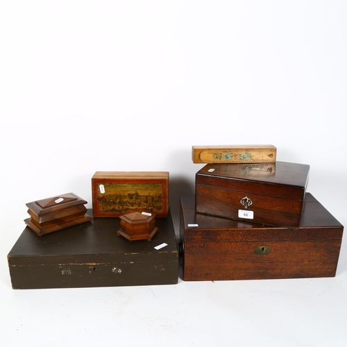 66 - Various boxes and containers, including rosewood and mother-of-pearl etc (7)