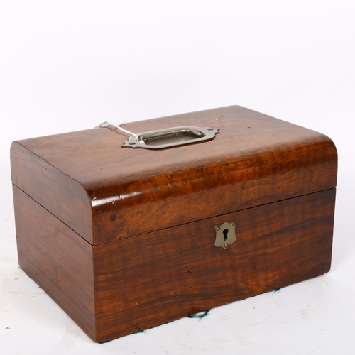 67 - A Victorian rosewood dome-top sewing box, with removeable tray, W25cm, H14cm, D18cm