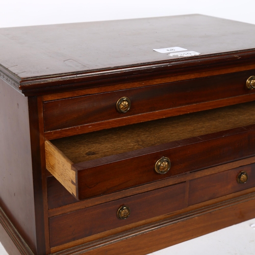 68 - A mahogany table-top collector's chest of drawers, W44cm, H25cm, D29cm