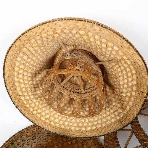 80 - 3 African grass and palm leaf hats, including Lesotho (3)