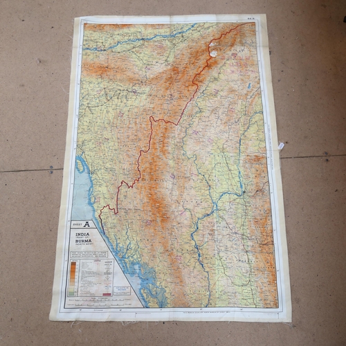 81 - A Second World War Period British RAF pilot's silk scarf escape and evasion map, double-sided, Sheet... 