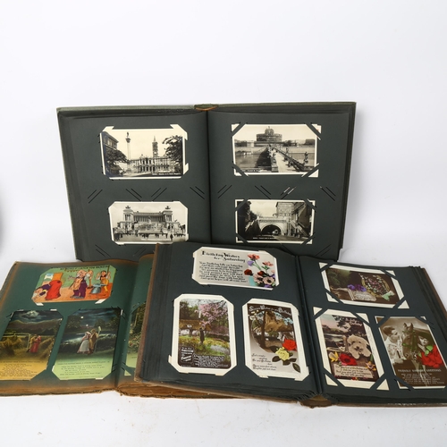 95 - 3 Vintage postcard albums, all mostly filled with greeting and topographical examples