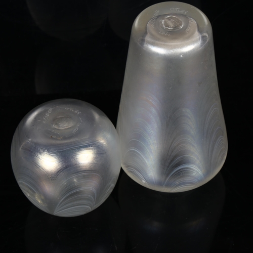 133 - 2 pieces of opalescent studio glass vases, signed to base, 