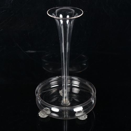 135 - A 19th century glass tulip vase, with lion paw feet, height 29cm