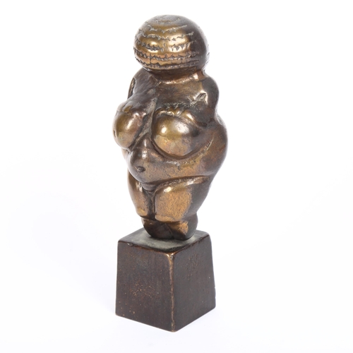 146 - A reproduction patinated bronze Venus Of Willendorf figural sculpture, unsigned, height 14cm