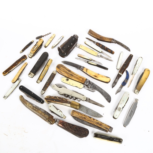 151 - Various staghorn hunting knives, penknives etc