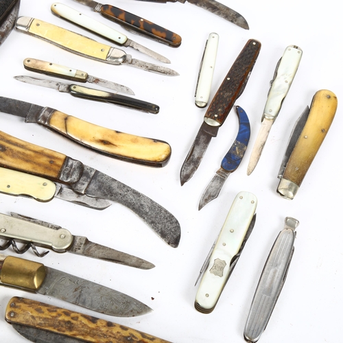 151 - Various staghorn hunting knives, penknives etc