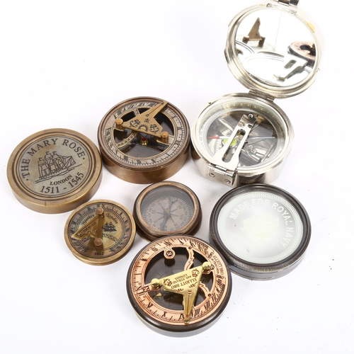 152 - 4 reproduction sundials and compasses