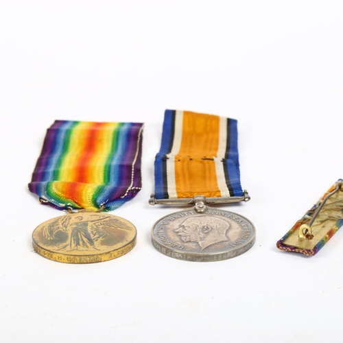 155 - A First World War medal duo to 48201 Pte H Harwood East Surrey Regiment