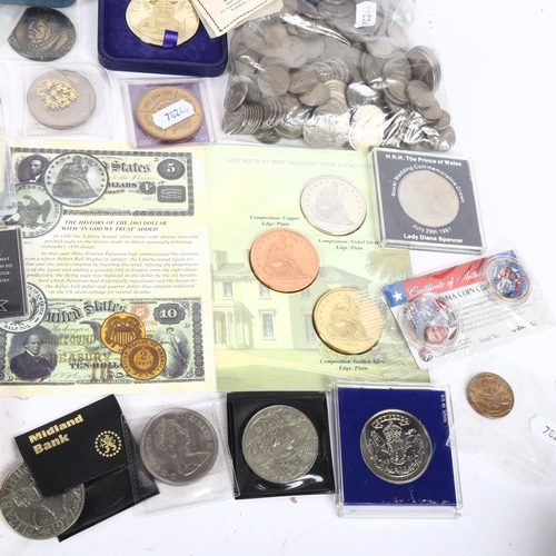 177 - Various world coins, including American silver half dollar, United Kingdom uncirculated coin collect... 