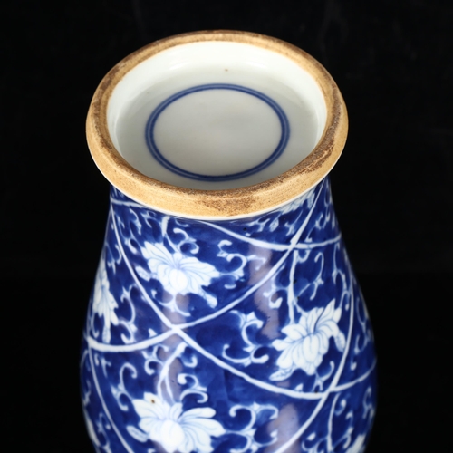 215 - A Chinese blue and white baluster jar and cover, height 34cm