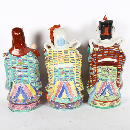 226 - A set of 3 Chinese God Hok Lok Sielu ceramic figures, tallest 50cm