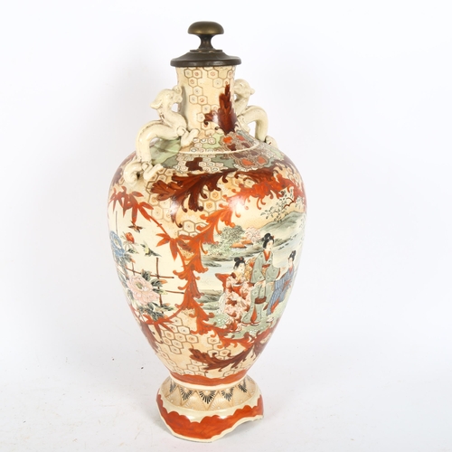 228 - A Japanese Kutani ceramic baluster jar and cover, height 38cm