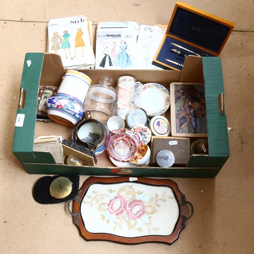 242 - Various collectables, including brass bird cage, cigarette box, Poole Pottery vase etc