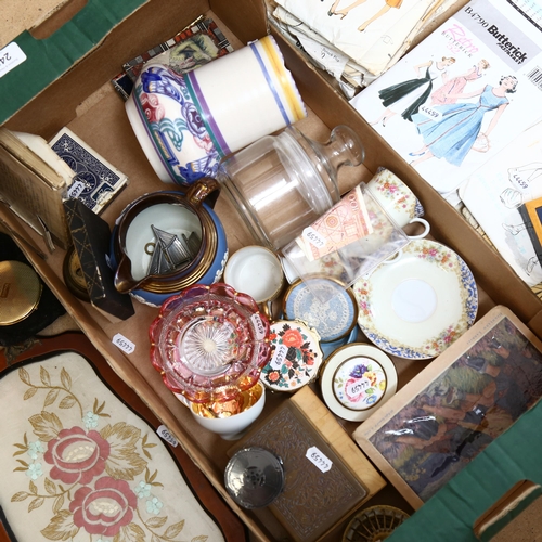 242 - Various collectables, including brass bird cage, cigarette box, Poole Pottery vase etc