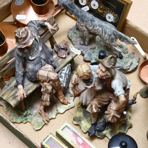 249 - Various collectables, including Capodimonte figure, miniature copper pan etc