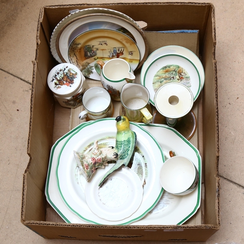 251 - Various ceramics, including Beswick budgerigar 930, and Doulton hunting ceramics etc