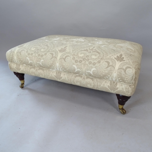 2072 - A rectangular upholstered footstool on turned legs 92cm x 38cm x 60cm, and a single bedroom chair wi... 