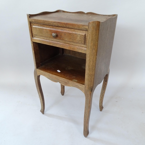 2088 - A pair of French oak bedside pot cupboards, with single drawer, 39cm x 70cm x 30cm