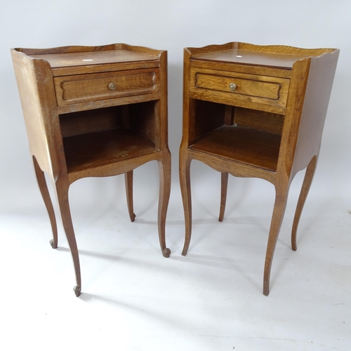 2094 - A pair of French oak bedside pot cupboards, 36cm x 73cm x 31cm