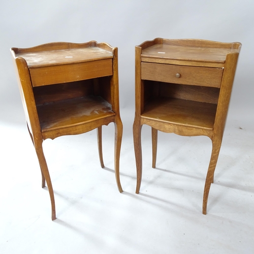 2095 - A pair of French walnut bedside pot cupboards, 34cm x 66cm x 28cm