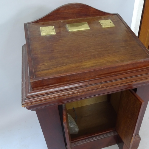 2101 - A Vintage mahogany clerk's desk, W85cm, H117cm, D68cm