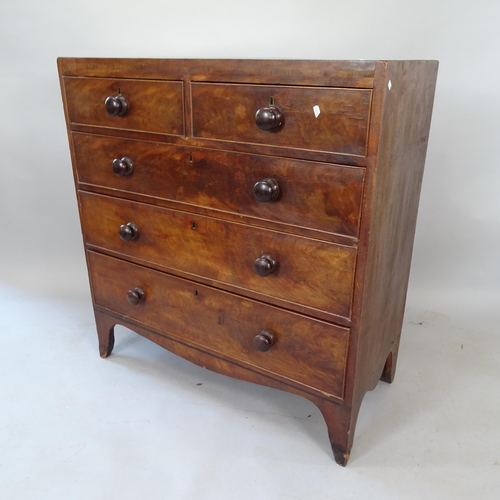 2107 - A 19th century mahogany chest of 2 short and 3 long drawers, 98cm x 105cm x 46cm