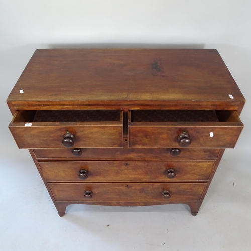 2107 - A 19th century mahogany chest of 2 short and 3 long drawers, 98cm x 105cm x 46cm